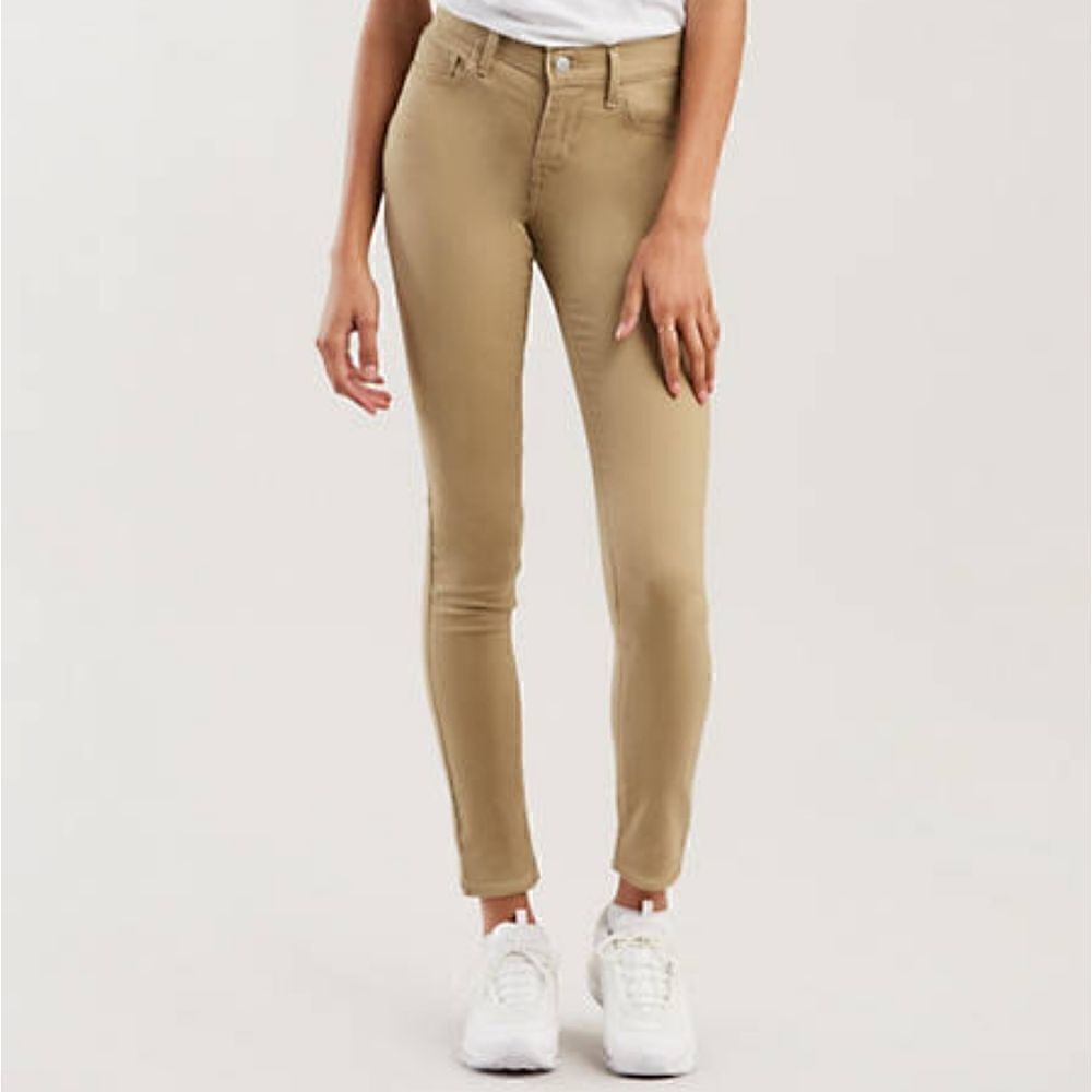 Levi's 710 Super Skinny Denim Jeans Tan Cream Kakhi 32 30 Brand New Flex Pockets